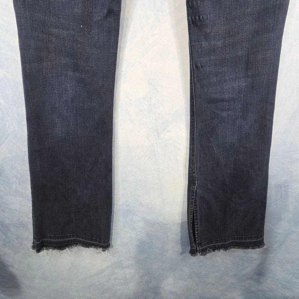DL1961 Dark Wash High Rise Flare Jeans with Side Slit‎ Raw Hem Size 30